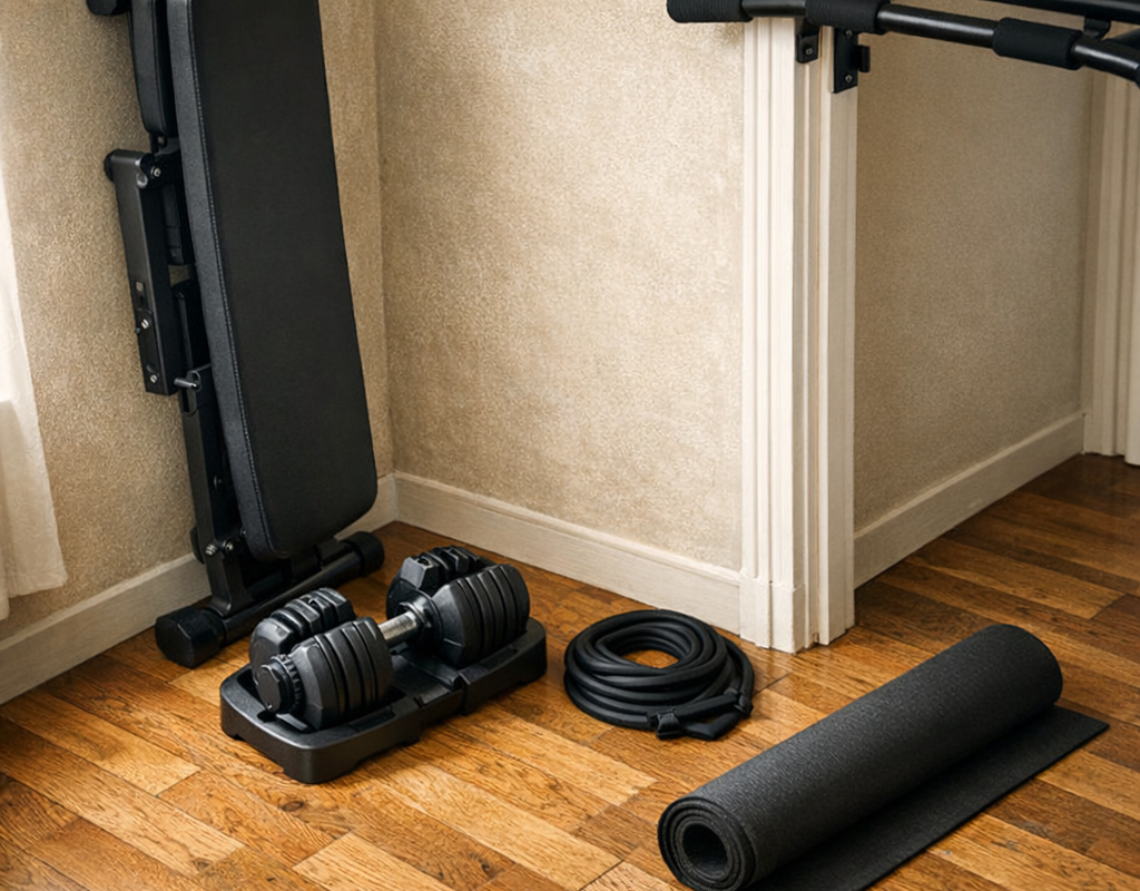Home gym compact : aménager une salle de sport en petit espace (guide complet 2026)