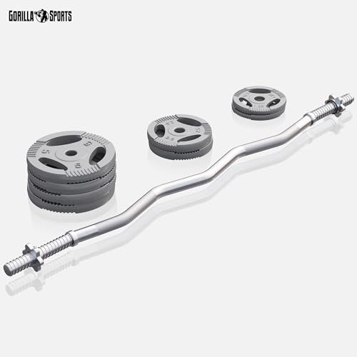 Gorilla Sports Barre Curl SZ 35kg - disques fonte