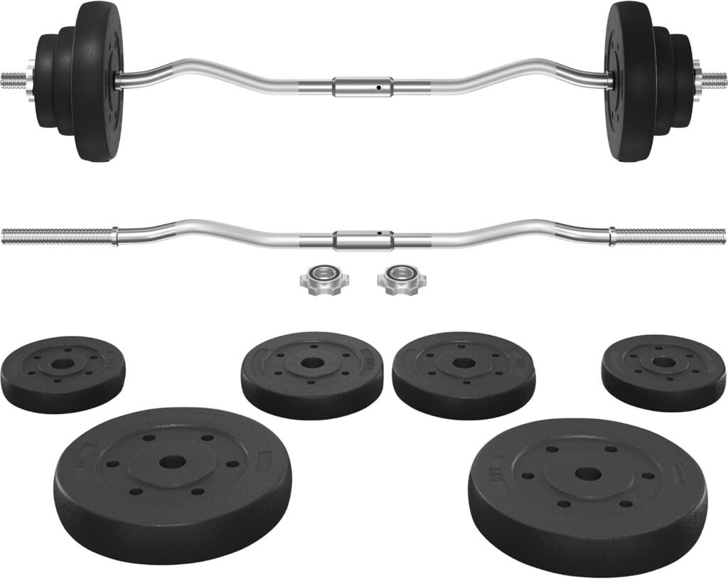 Yaheetech Ensemble Musculation 20 kg : kit barre EZ + disques le moins cher du marché