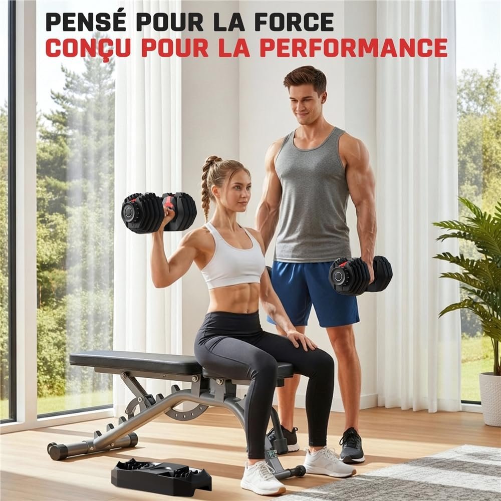 Yaheetech Haltères Réglables 24kg - Vue de côté