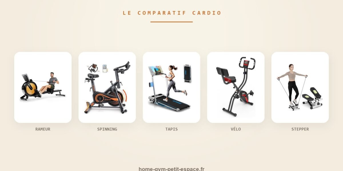Quel appareil cardio pour un petit espace ? Vélo, rameur, tapis & stepper comparés