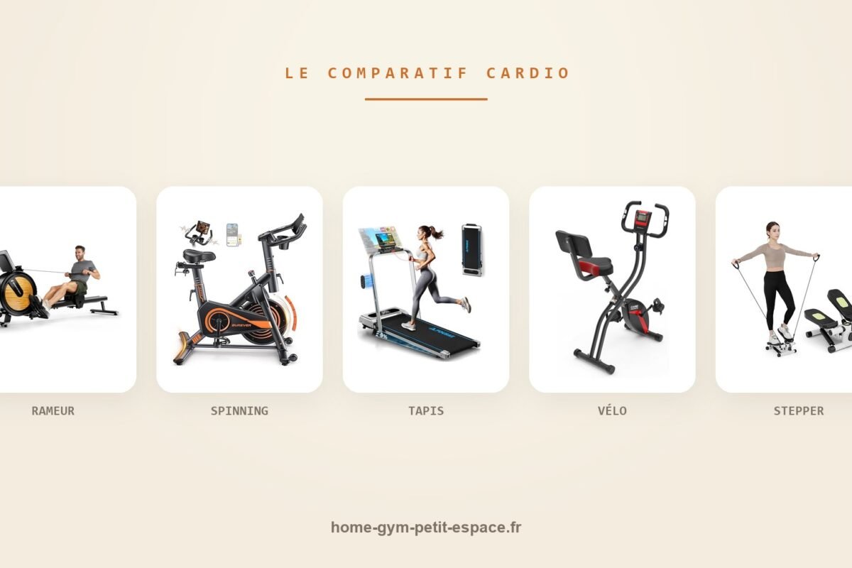 Quel appareil cardio pour un petit espace ? Vélo, rameur, tapis & stepper comparés