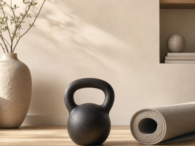 Kettlebell dans un coin home gym lumineux
