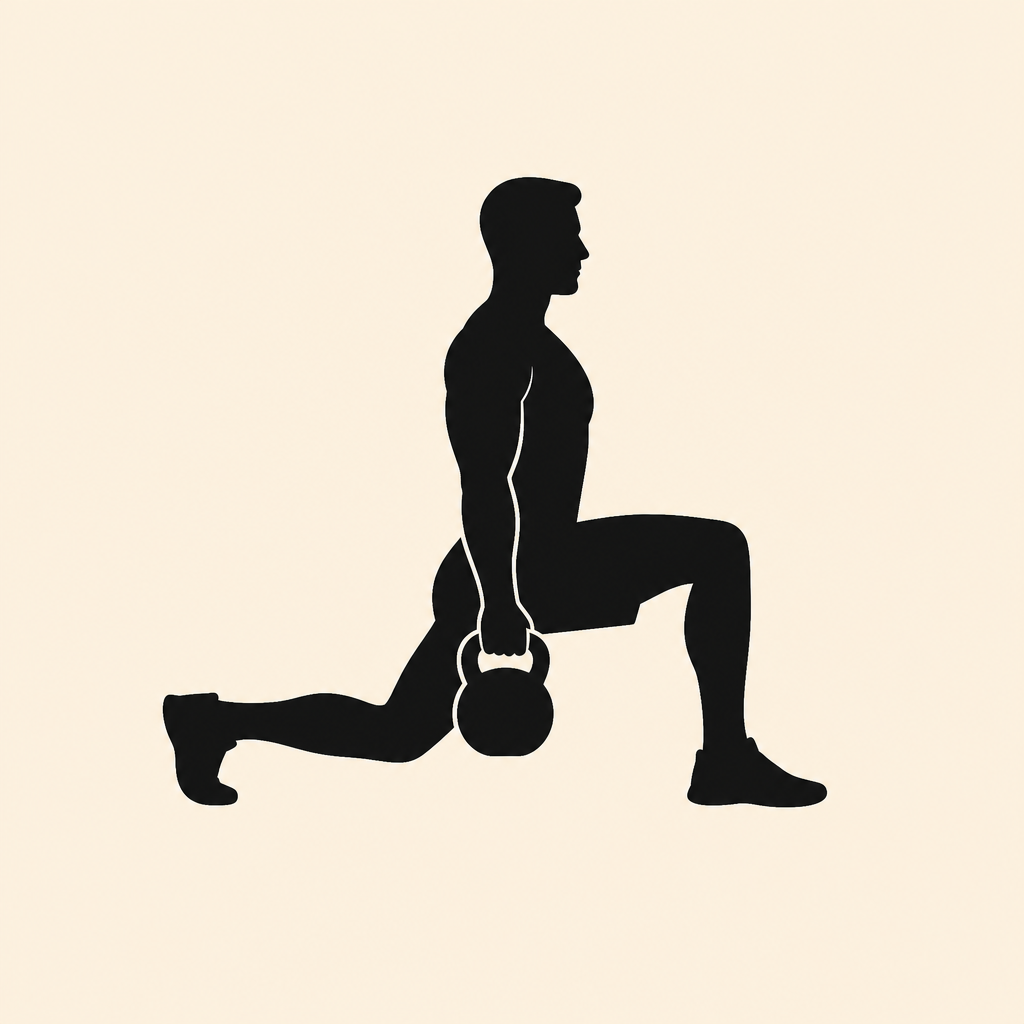 Illustration de la fente lestée au kettlebell