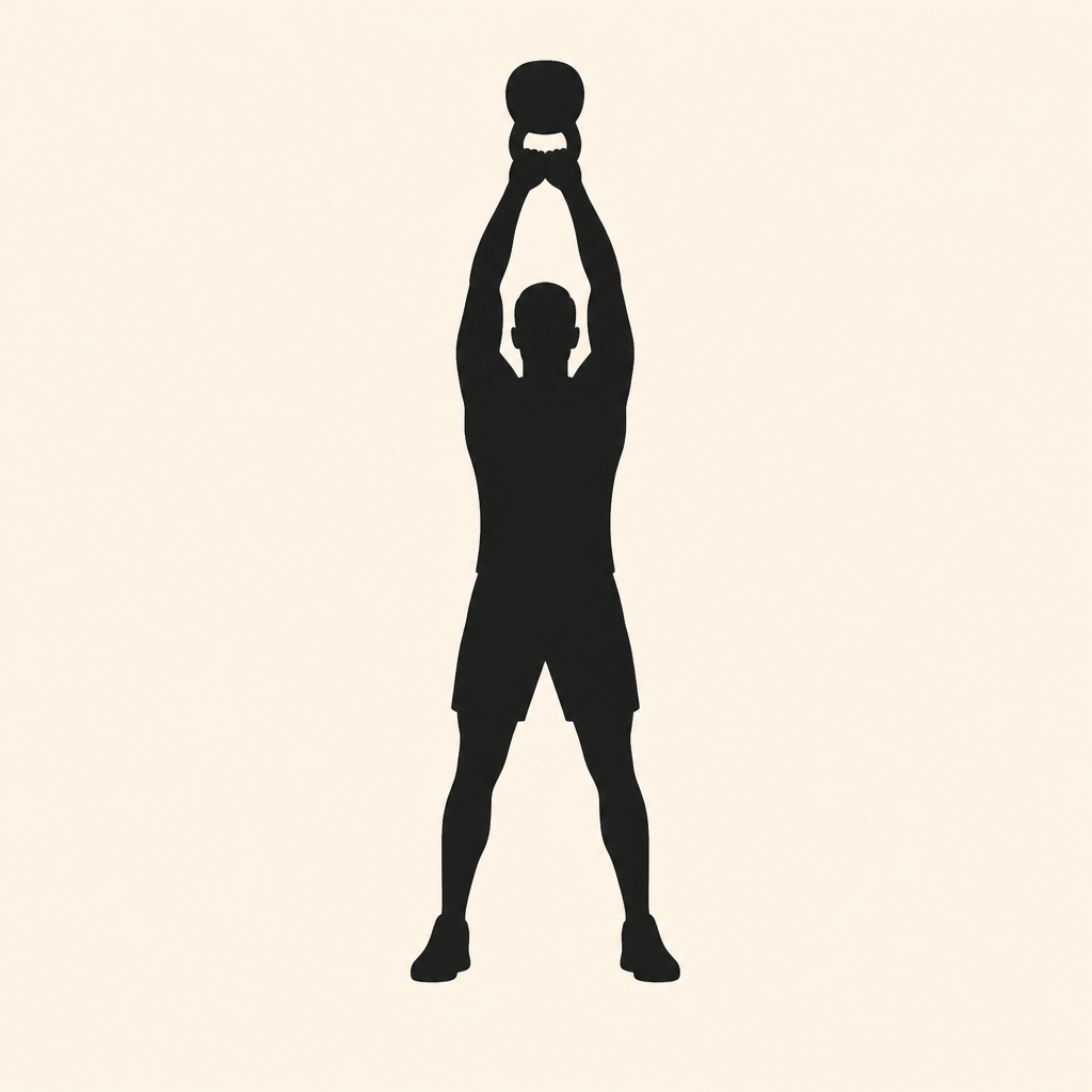 Illustration du kettlebell swing américain (au-dessus de la tête)