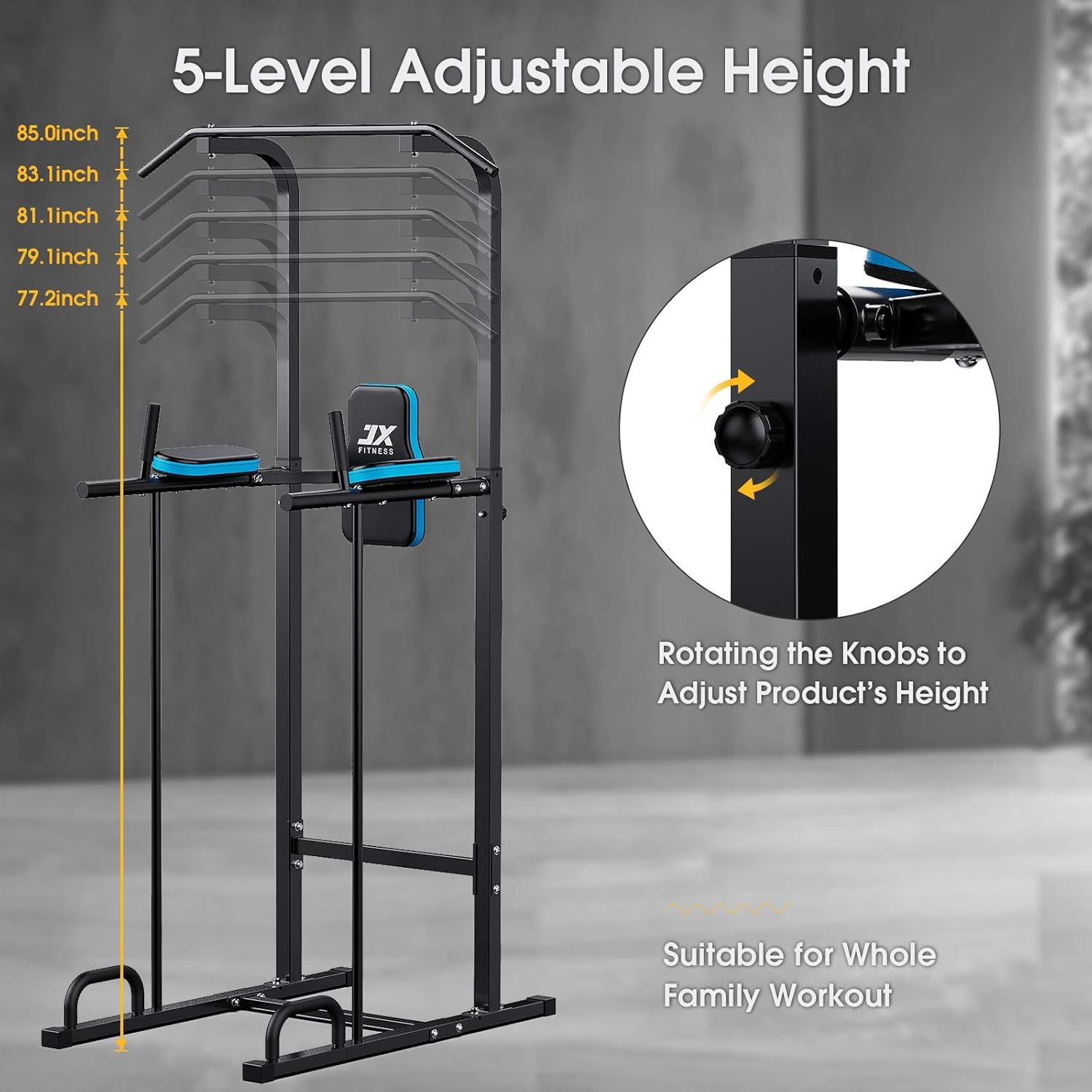 Station JX FITNESS Power Tower, vue d'usage