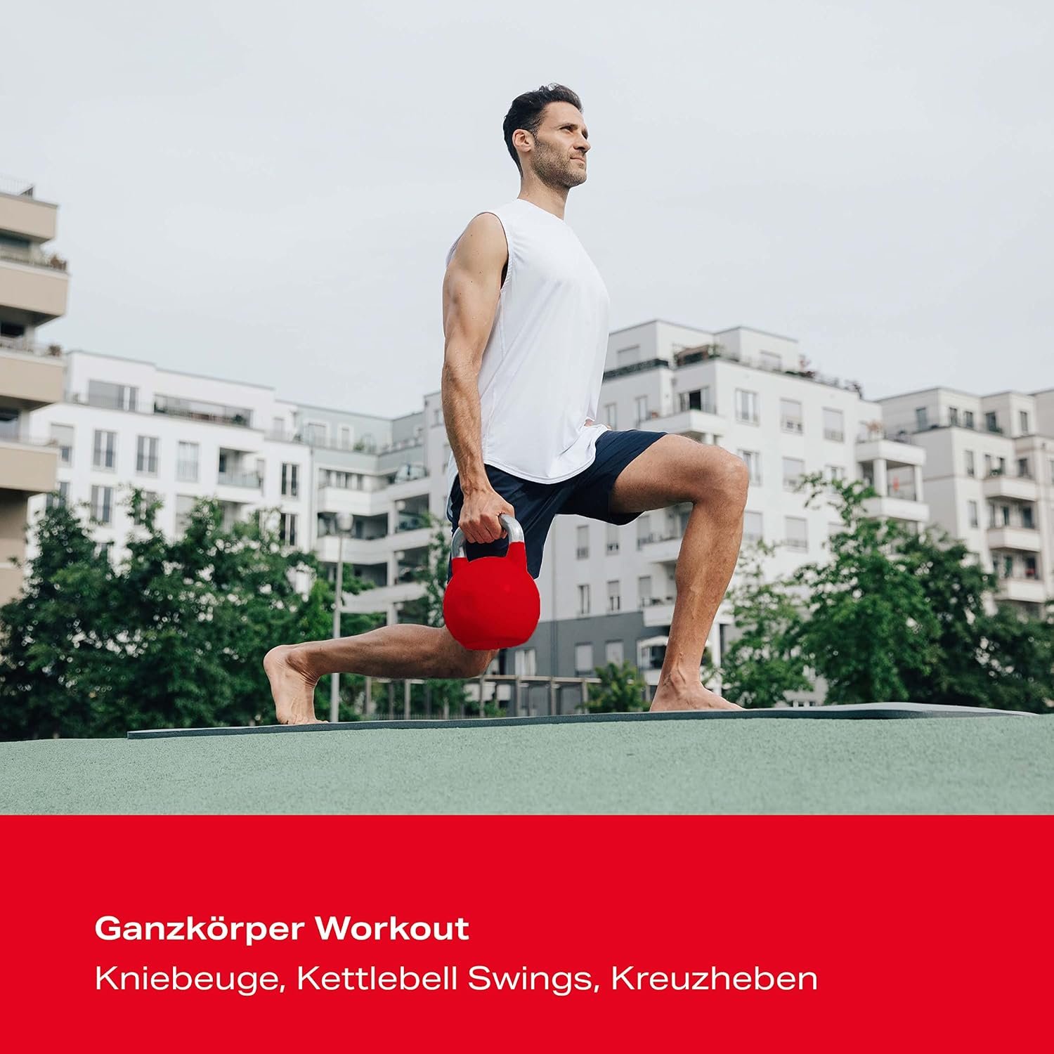 Kettlebell de compétition POWRX, poignée acier, vue de détail