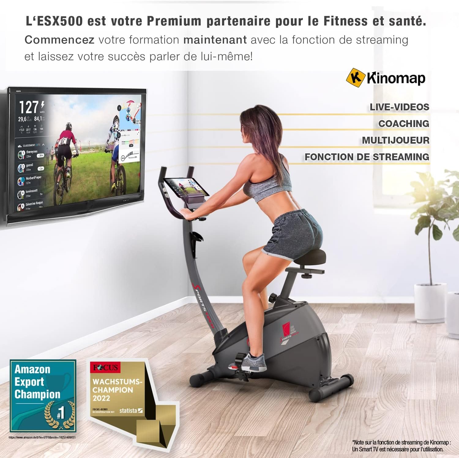 Sportstech ESX500, application Kinomap