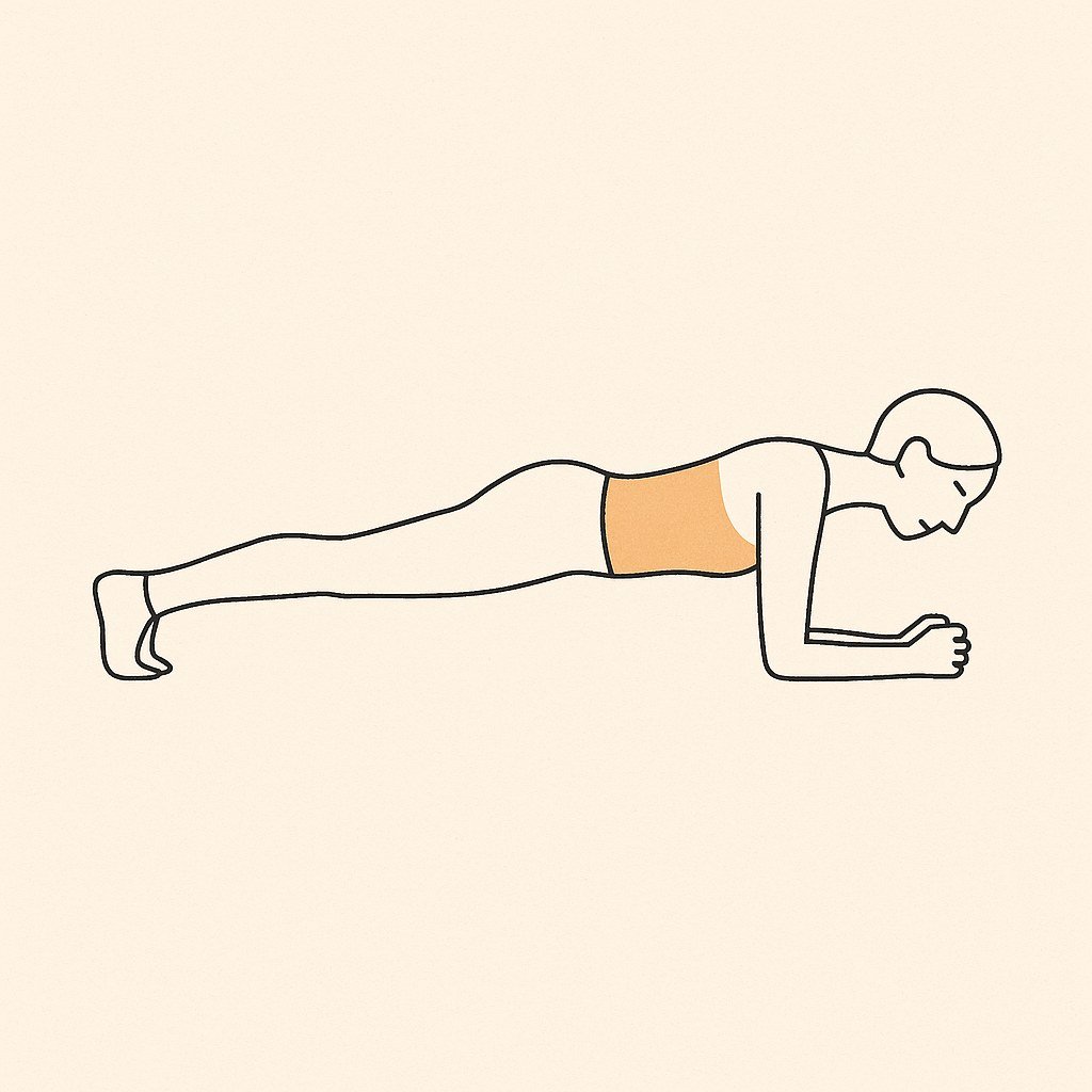Gainage en planche, illustration croquis