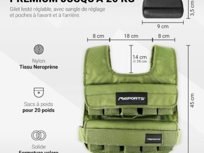 MSPORTS Gilet Lesté 5-30 kg : la plage de charge la plus large